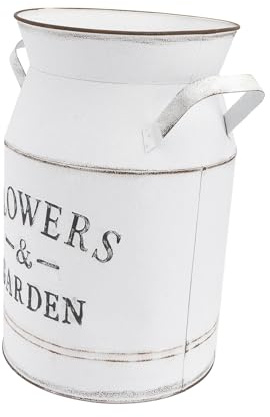 HEMOTON Vase à Fleurs Vintage en Fer - Pot à Lait - Style Maison de Campagne - Vase Rustique - Seau en métal - Pot décoratif pour Jardin, Salon, Table
