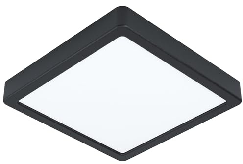Eglo LED-taklampa Fueva 5, L x B 21 cm, 1 glödlampa bygglampa av stål och en ljusyta av plast, taklampa i svart, vit, LED-bygglampa neutralvit