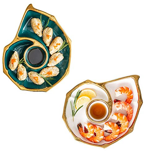 MNSSRN Piatto di Sushi in Ceramica vetrata, Piastra per Esposizione di Pesce di Sushi, Posate e Pezzi da Servizio Ristorante a Buffet