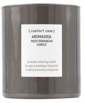 Comfort Zone - Aromasoul Mediterrane Kerze, 280 g, Duftkerze mit frischer Zitrone, Wacholder und Salbei, 50 Stunden Brenndauer