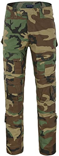 Uugood Pantaloni Mimetici da Uomo, Militari Tattici Ripstop da Combattimento Cargo Airsoft Paintball (Giungla, L)