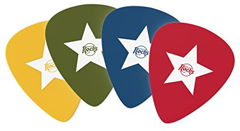 Winkee Rocks - 4 Plectrum Coaster | Coole Retro Glas-Untersetzer | Bierdeckel | Vinyl Coaster | Tischuntersetzer rund | Geschenk zu Weihnachten, Männerabend, Geburtstag