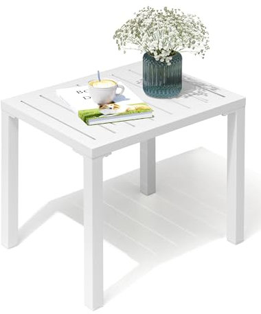 Crestlive Products Outdoor Side Table,Aluminum Rectangular Side/End Table, Small Patio Coffee Bistro Table for Outdoor Indoor