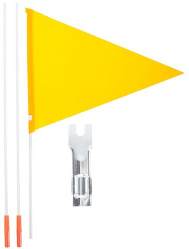 SEWACC 1 Set of Bike Safety Flag with Pole, Triangular Yellow Decor for Outdoor Cycling Supplies