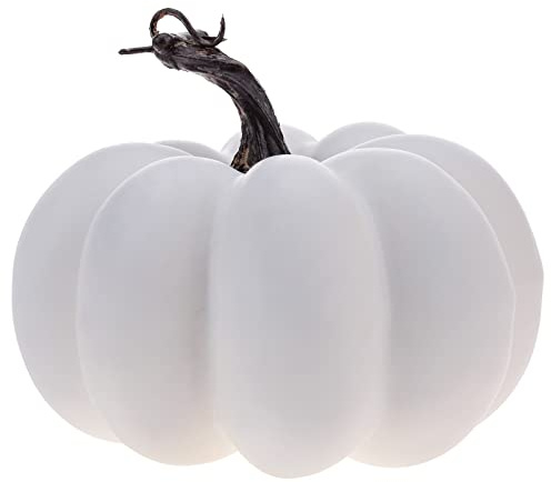Funzhan 15cm Weiß künstlicher Kürbis Herbst Halloween Erntedank Dekoration | künstliche kürbisse innen zierkürbis dekor schaumstoff kürbis herbst thanksgiving tischdeko für küche wohnzimmer esstisch