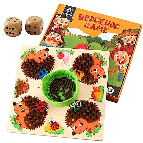 Igel Steckspiel Pädagogisches Sensorisches Montessori Spielzeug für Kinder Wood Hedgehog Stick Game Sensorisches Igel-Stabspiel Mathe Spielzeug Geschenk für Jungen Mädchen ab 3 Jahren