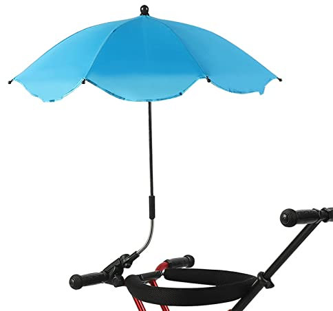 RXMORI Paraguas para Sillas de Playa, Paraguas Portátil para Exteriores, Sombrilla a Prueba de Viento, Carritos de Golf Universales Accesorios para Sillas de Ruedas a Prueba de Lluvia para(Azul)