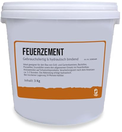 Feuerfest 123 - Feuerzement [Menge 3 kg] - Für Kaminöfen, Öfen & Grills - Feuerfester Zement 1.400 °C hitzebeständig - hydraulische Abbindung - Feuerfester Beton Feuerbeton auch für Schamotte