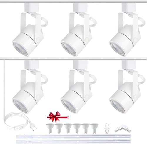 Bravsekai Lamparas Focos Techo Moderno Negra,6 Focos Gu10 Rieles Iluminacion, PlafóN Foco De Techo Led Ajustables Y Giratorios 1M*2 H Type Rieles,Dormitorio Comedores Pasillos,Con 4000K Bombilla