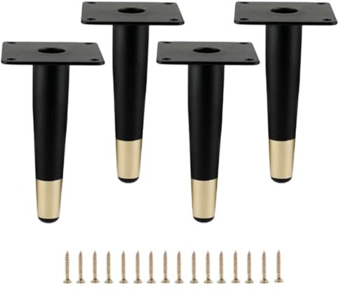 MEETOZ 7.9 inch / 20cm Furniture Legs Setm,4PCS Metal Cabinet Legs,With screws,with Rubber Floor Protectors, for Sofa, Legs for Dresser, TV Stand, End Table etc（Black gold）