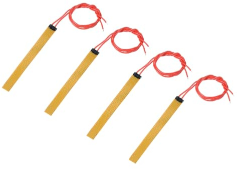 sourcing map Heizfolie Heizplatte, 12V 12W Polyimid Heizpad, 4 Stk | Selbstklebende PI Heizelemente Folie 93mmx10mm Heizstreifen für konstante Temperatur