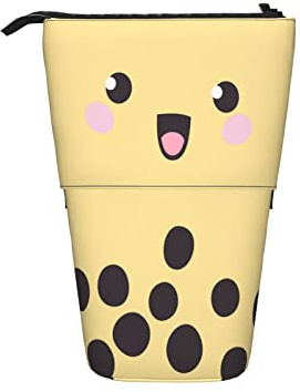 fifbird Federmäppchen, niedliches Muster, gelb, Bubble Tea, kreatives Design, niedliches Malen, Studenten, Schreibwarenetui, leicht, Mädchen, Make-up-Tasche, personalisierbar, für Jungen, stehender