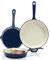 Hisencn Enameled Cast Iron Skillet Set - 3 Piece Ceramic Coated Fry Pan Set(8'',9.5'' 11''), PFAS/PTFE/PFOA Free, Oven & Induction Safe, Navy Blue Cookware for Gas/Electric Stovetop
