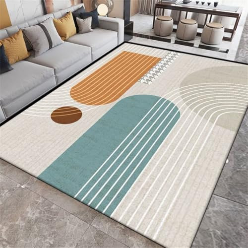 RUGMRZ Teppich Flur rutschfest Waschbarer Rug Schlafzimmer Rechteckiger Arbeitszimmer Bedruckter Pflegeleicht Bettvorleger Für Erwachsene 120X160Cm 3Ft 11.2''X5Ft 3''