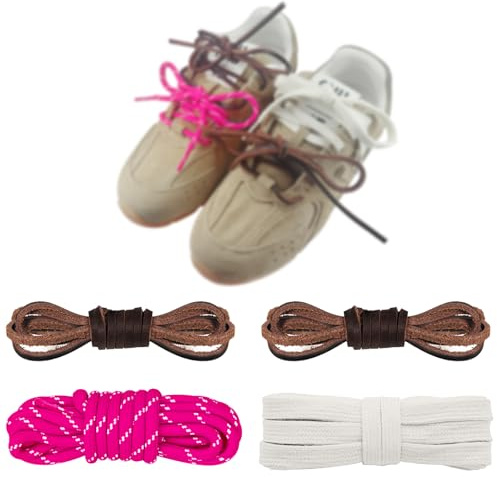 NDTEZUGT Rund skosnören i blandade färger för Miu Miu Fashion sneakers, platta läderskosnören ersättningsskosnören för skosnören (flerfärgad-C)
