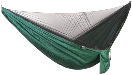 Hängematten Outdoor Camping Schnell Zu Öffnende Moskitonetz-Hängematte 210T Nylon-Hängematte Mit Moskitonetz Outdoor-Schaukel-Hängematte Hammock(Green)