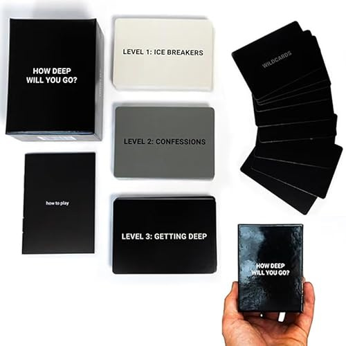 How Deep Will You Go Gioco di carte, 99 carte di conversazione rompighiaccio, gioco di domande per approfondire la connessione domande coinvolgenti per amici, familiari e appuntamenti - divertimento