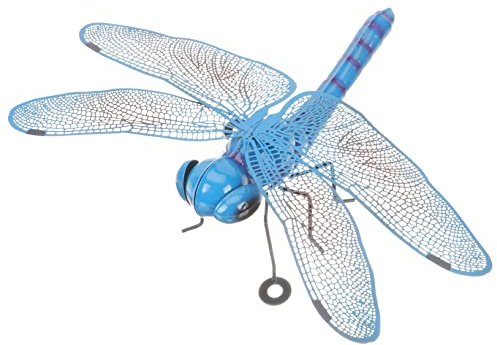 RORPOIR Metal Dragonfly Wall Art Decor Blue Iron Craft Creative Home Wall Ornament for Bedroom Balcony Terrace Decoration