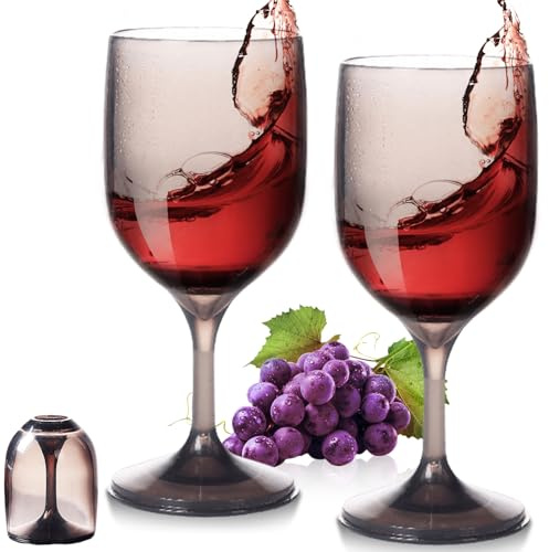 GOMETY Juego de 2 copas de vino de plástico para llevar, 200 ml, copas de vino flotantes para piscina, modernas copas de vino tinto, copas de vino blanco, copas de champán, juego para viajes, camping