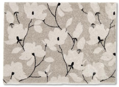 Rutschfeste Türmatte innen waschbar - Blumen creme 67 x 100cm (Rechteckig) | Haustür Fußmatte pflegeleichte Schmutzfangmatte Eingangsbereich Sauberlaufmatte robust Fussmatte Sauberlauf srapazierfähig