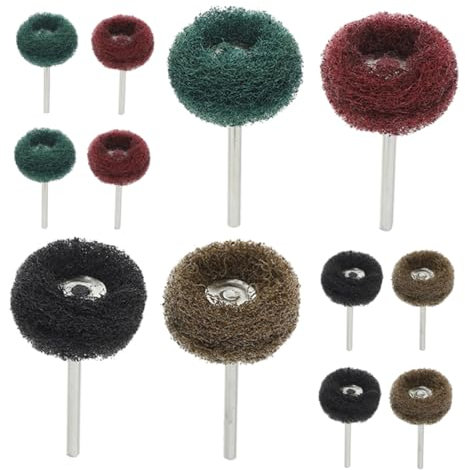 Veemoon 20pcs Drill Polisher Buffing Wheels Set with 3mm Shank, Nylon Abrasive Polishing Wheels for Metal Buffing and Sanding, Multi-color Mini Polishing Pads for Rotary Tools in Workshop