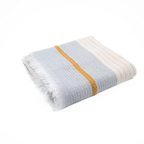 BERCA HOME Olympos Turkish Beach Towel – 100% Cotton Peshtemal Hammam & Bath Towel – Lightweight, Quick Dry, Sand Free – 90 × 190 cm (Grey)