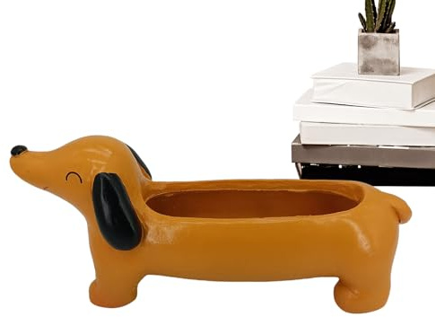 Dackel Sukkulenten Pflanzgefäß - Cartoon Tier Blumentopf Harz Pflanzenbehälter | Kleine Sukkulenten Töpfe für den Innen- und Außenbereich, Haus und Café, leichtes, langlebiges Design für und Garten