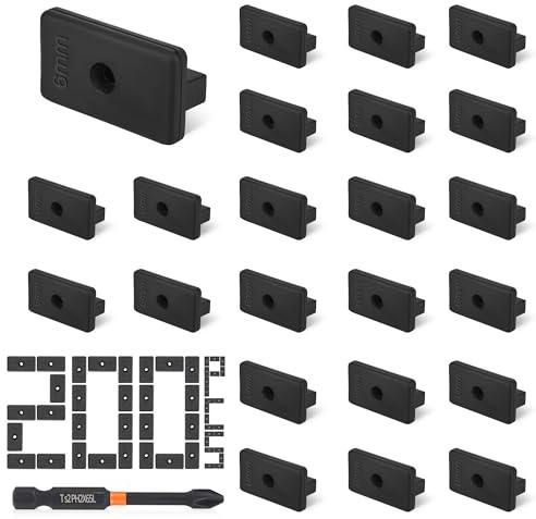 Vipuikos 200 Stück WPC Clips 6 mm Versteckte Befestigung mit T-Clip mit Bit Schraubendreher, 6 mm Terrassenclips Kunststoff für WPC/BPC Dielen Clips, Schwarz WPC Befestigungsclips 35 x 18,5 x 10 mm