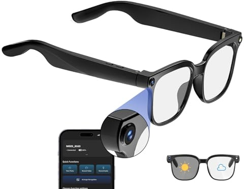 Dormiro Occhiali Smart con Fotocamera, 4K con Audio, Bluetooth, Occhiali Fotocamera per Uomini Donne, 8MP, 32G, HD, Registrazione Video Nascosta, Supporto Live Feed, Controllo Vocale AI, Traduttore