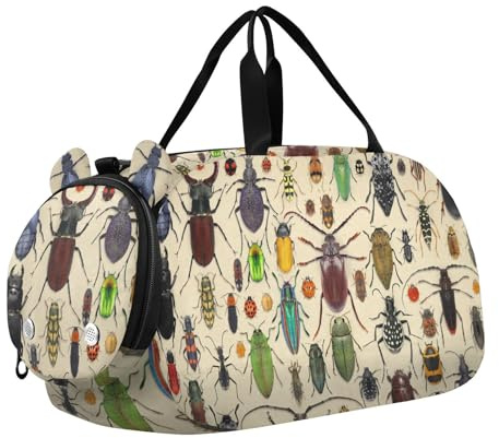 Tanztasche, Sporttasche für Mädchen, Jungen, Insektenmuster, Kinder-Sporttasche, Tier-Reisetasche mit Namen, Wochenendtasche