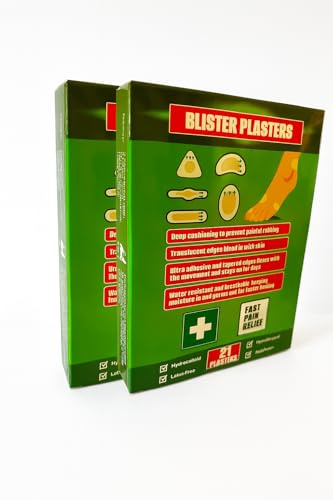 Blåsplåster för fötter – 21 x 2-pack – hydrokolloid häl- och tåskydd av medicinsk kvalitet – kuddar och främjar återhämtning – steril självhäftande sårförband blandade storlekar för förebyggande av
