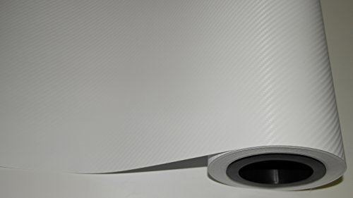 (9,86/m2) Könighaus Weiß 3D Carbon Autofolie 100 x 152 cm mit Luftkanälen + Gratis Rakel inkl. Anleitung
