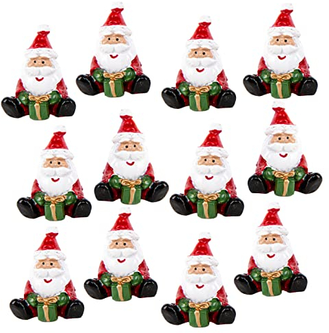 Logbuch-Verlag 12 piccole figure a forma di Babbo Natale in poliresina color rosso bianco verde idea regalo decorazione natalizia Avvento piccolo pensiero clienti ospiti tavolo bricolage 3,5 cm