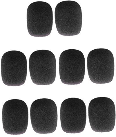 Gazechimp Lot 10pcs Bonnette Anti Vent en Eponge Pare-Brise Couverture pour Micro Casque Cravate - Noir