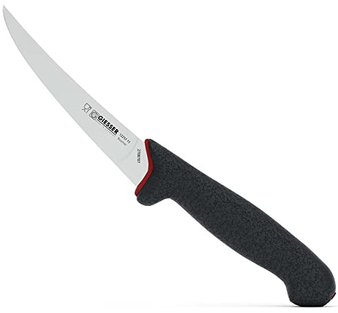 Giesser since 1776 - Made in Germany - Cuchillo deshuesador con mango antideslizante PrimeLine, hoja de 13 cm muy flexible, negro, cuchillo de carnicero afilado apto para el lavavajillas, inoxidable