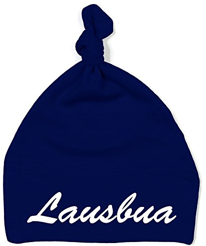 Schnoschi Babymütze in blau mit Lausbua hochwertig Bestickt/gestickt
