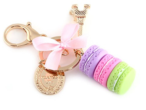 Macaron Schlüsselanhänger aus Legierung, niedlich, bunt, Macaron, Eiffelturm, Anhänger, Auto, Charme, Dekoration für Haus, Kinder, für Weihnachten (13 x 5 x 4 cm, Violett)