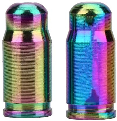Keenso Bike Presta Ventilkappen, 2 Stück TC4 Titanlegierung Oil Slick Teile Glatte leichte Oil Slick Bike Teile(Bunt)