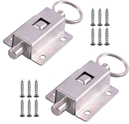 WiDream 2 pcs Pernos Deslizantes, Perno de resorte deslizante de acero inoxidable, Perno de Barril de Resorte, Con tornillos, para baño, dormitorio, inodoro, etc.todo tipo de puertas interiores