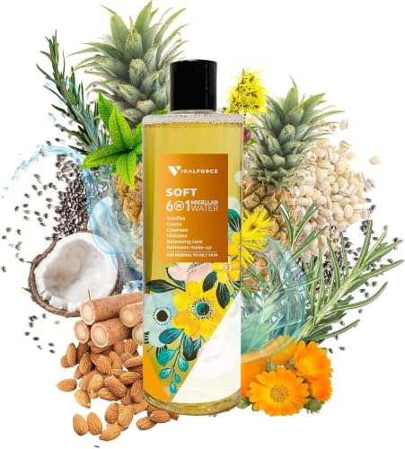 SOFT MICELLAIR. Bio-Mizellenwasser 400ml 6 in 1 I Fettige oder Mischhaut I Gesichtsreiniger mit 19 100% natürlichen und 71% BIO Wirkstoffen. Porenreiniger, Gesichtsreiniger, Make-up-Entferner