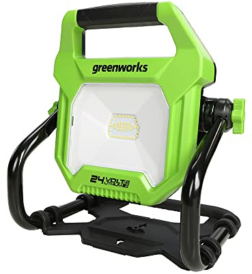 Greenworks G24WL Lampe de Travail Sans Fil, Hybride CA/CC, Crochet Suspension, Alimentation CA ou Batterie Portable, 2000 Lumen, 2 Réglages Luminosité SANS Batterie 24V Ni Chargeur, Garantie 3 Ans