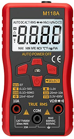 Fasizi Mini multimetro Digitale Tester Multimetro Automatico Misuratore a Transistor a Vero Valore Efficace con NCV Data Hold 6000 conteggi Torcia