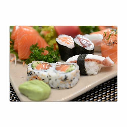 Vero Home 14400 Glas-Schneidebrett | Motiv Ernährung Sushi | rutschfest, kratzfest und lebensmittelecht | Maße: 39 x 29 cm