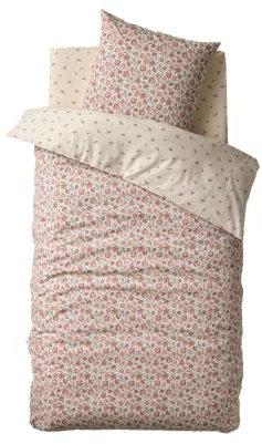 Vertbaudet Kinder Bettwäsche-Set Hippie BLUMENMÄDCHEN beige/Mehrfarbig 140X200 50X75