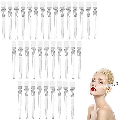 35 Pcs Facial Mask Brushes, Transparent Face Mask Brush, Makeup Brushes Tools Facial Mask Brushes Soft Hair Facial Mud Mask Applicator Multifunctional Brushes for Face White