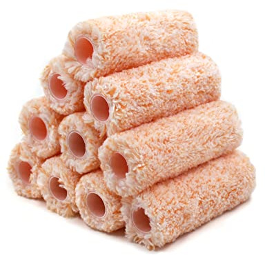 ROLLINGDOG 4 Inch Jumbo Mini Paint Roller Covers - Microfiber Jumbo Roller Sleeves with 3/8” Nap for Walls, Cabinets, Furniture Painting(Pack of 10)