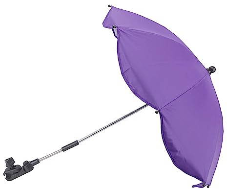 Tonysa Ombrellone per Passeggino da 14 Pollici, Ombrello Universale per Carrozzina con Morsetto, Protezione Regolabile a 360 Gradi Ombrello per Passeggino, Parasole Pieghevole per (Viola (colla