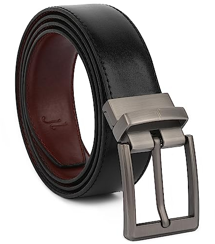 JULIUR LAMONT Premium Gürtel Herren Leder 33mm breit 2in1 Ledergürtel als Wendegürtel - Klassik Herrengürtel schwarz/braun für Anzugshose/Jeans - Männer Drehgürtel kürzbar drehbare Metall Schnalle