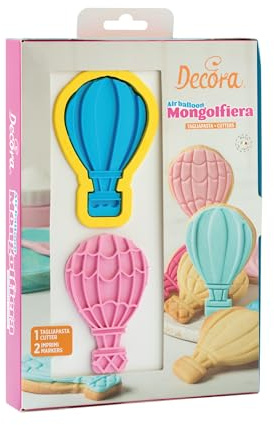 Decora 0255035 Lot de 3 emporte-pièces et marqueurs montgolfière 3D