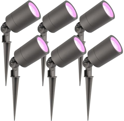 Ledvion - 6X RGBWW LED Strahler, Anthrazit, IP65, 5W, RGBWW, 2 Meter Kabel, LED Strahler, Außen Garten Spot
